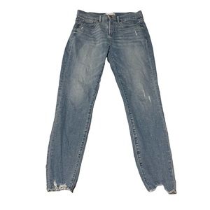 Loft High Waist Skinny Ankle Jeans with Raw Hem